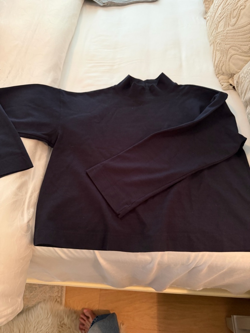 Stateside. Classic Black Mock Neck Long Sleeve Top